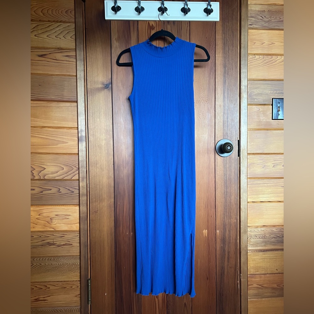 Rails ribbed jersey knit mock neck midi dress.